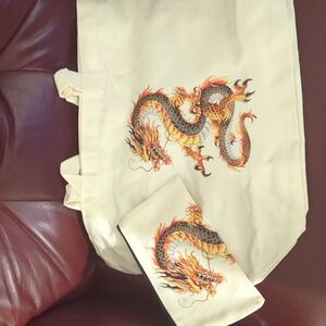 NWT 🐉♥️ RED DRAGON ♥️🐉 Cotton TOTE & POUCHETTE Bundle 🌿PEACE GARDEN DESIGNS